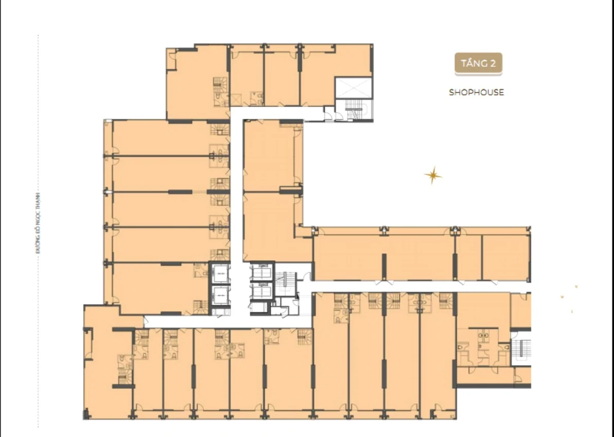 Mặt bằng tầng 2 khối shophouse Legacy 66 gồm 25 căn