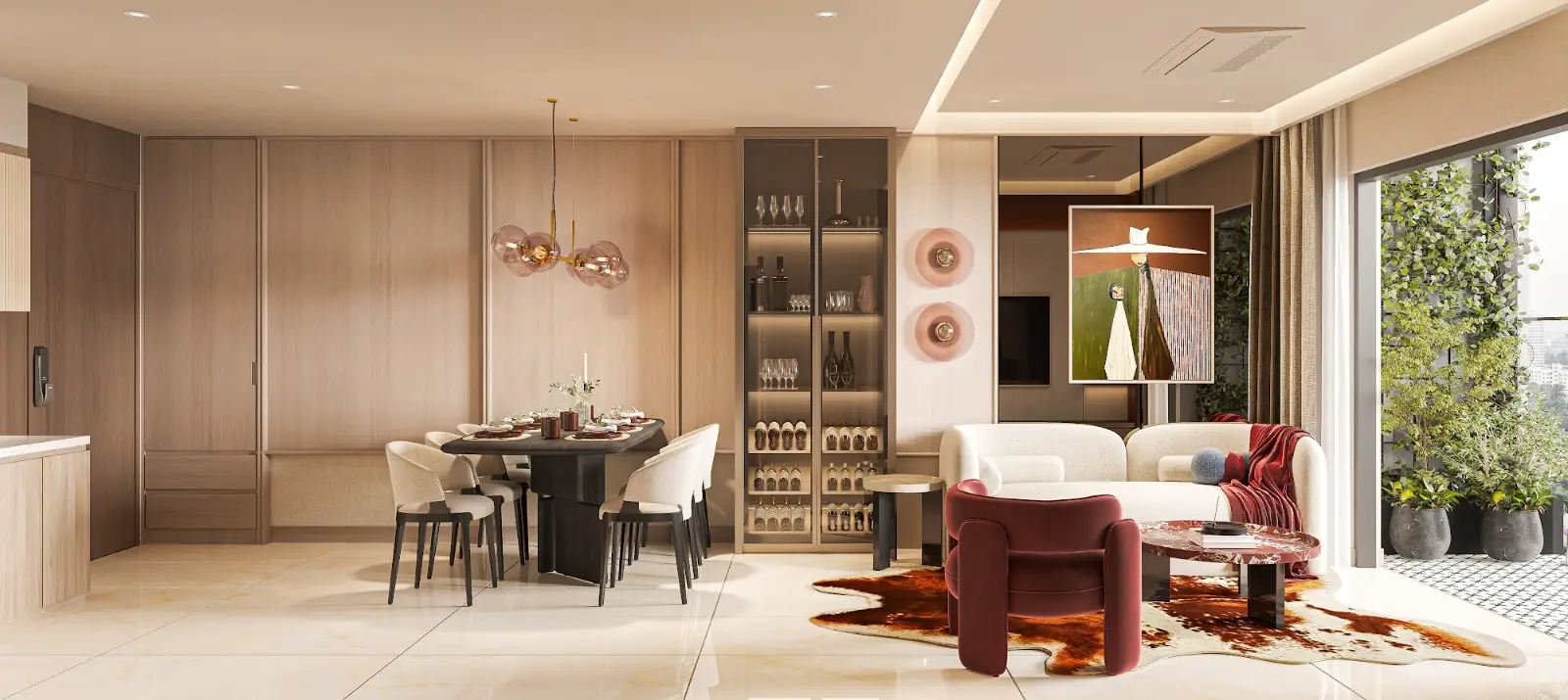 Phối cảnh phòng khách căn hộ 3 phòng ngủ Legacy 66